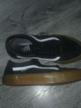 Vans Black and White Low-Top Sneakers with Gum Sole